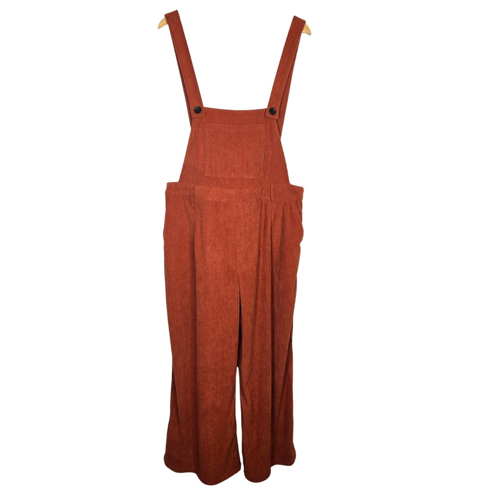 Cider‎ 0XL Women's Corduroy Wide Leg Overalls Rust Orange Jumpsuit